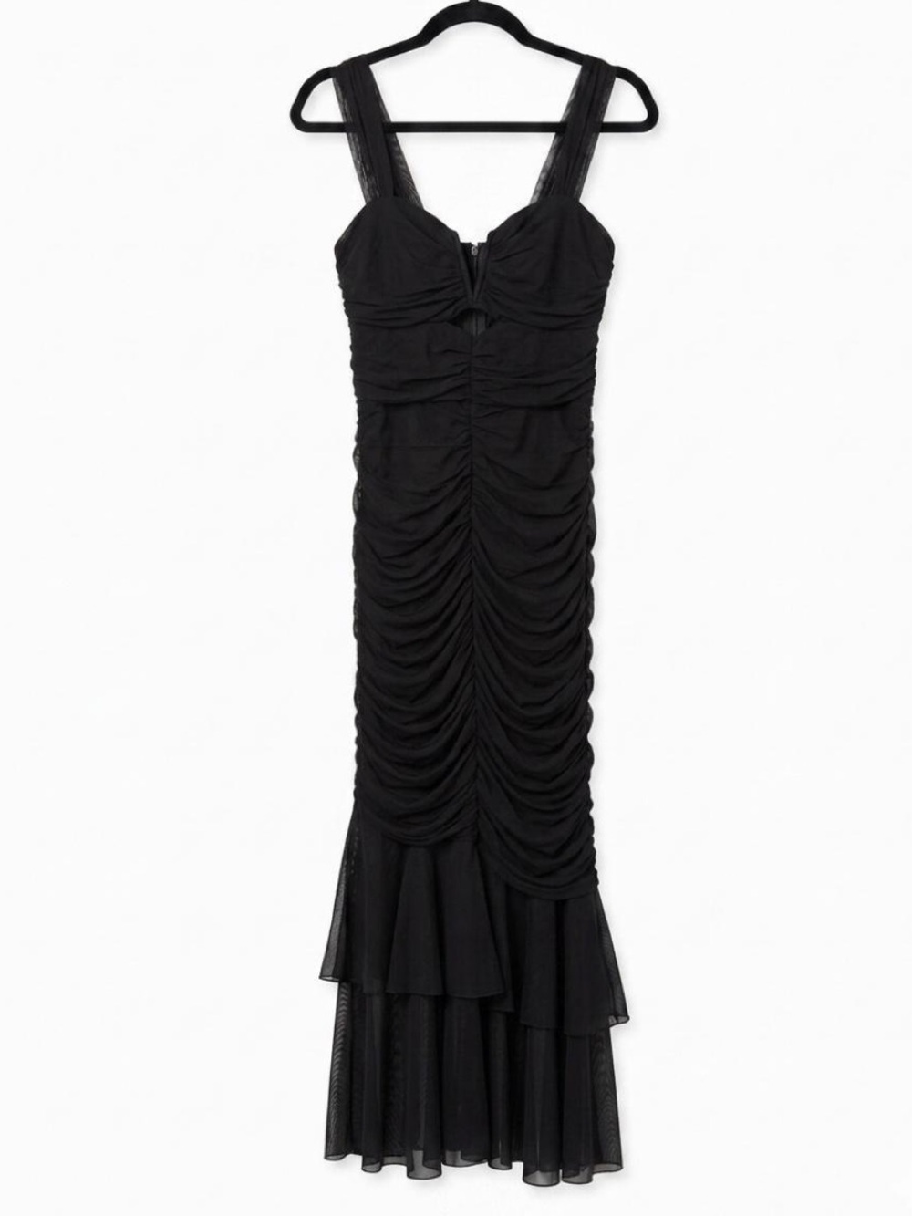 Mable Black Ruched Mesh Fish Tale Dress🖤 - Picture 2 of 5